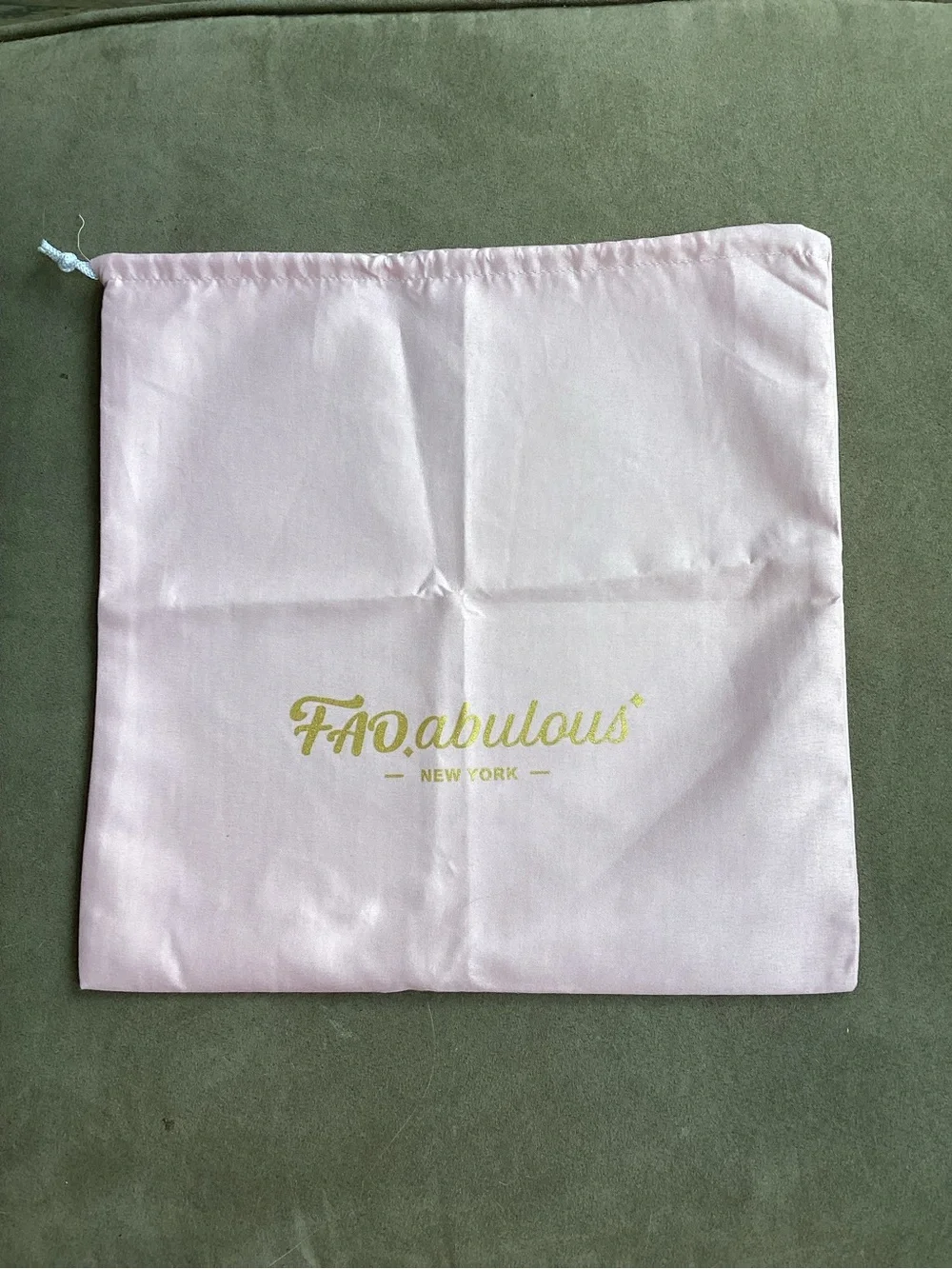 FAO abulous New York Pink Drawstring Dust Bag with Gold Logo